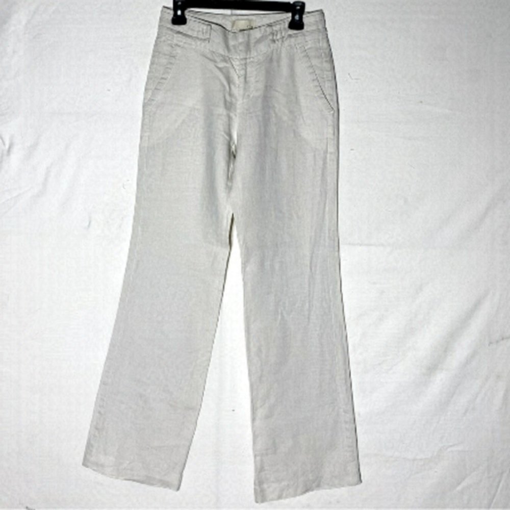 FOREVER 21 Off White High Rise Wide Leg Linen Pants S